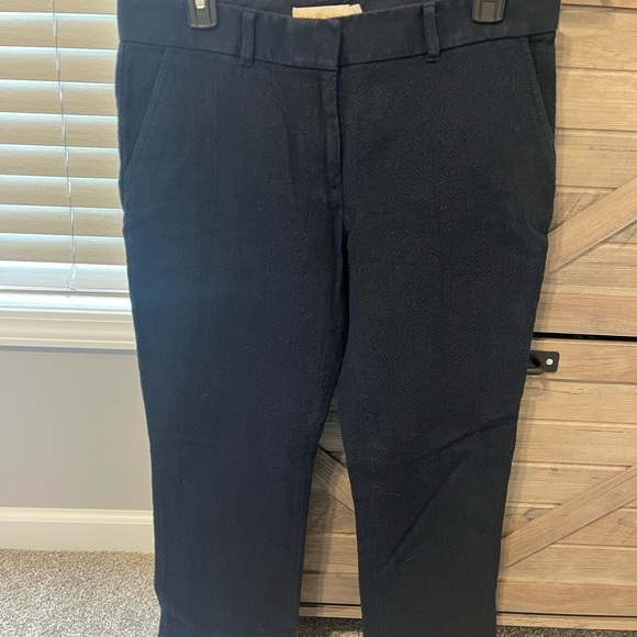 Tory Burch Navy Crop Textured Cotton Pants Sz 6 EUC - Picture 4 of 7
